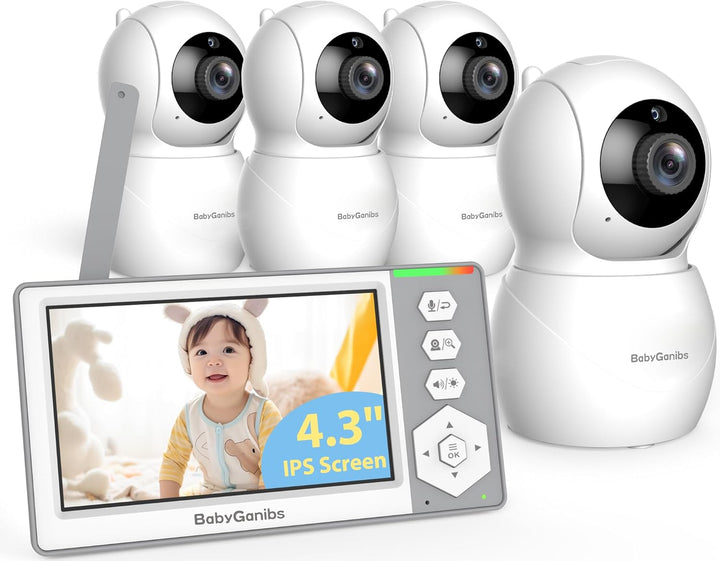 Monitor de bebé Baby Ganibs con 4 cámaras en espera con batería de...