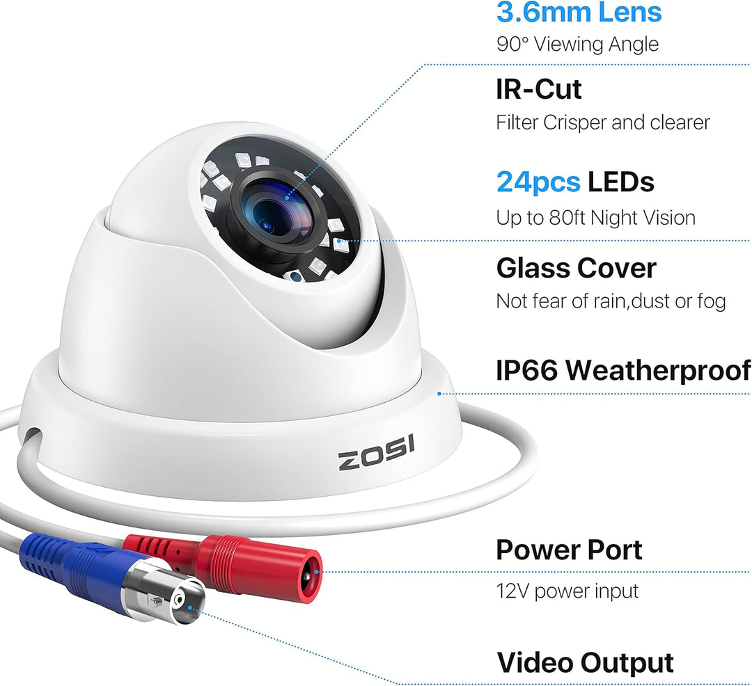 ZOSI - 4 Pack 2MP 1080p HD-TVI Cámara de seguridad para el hogar, e...