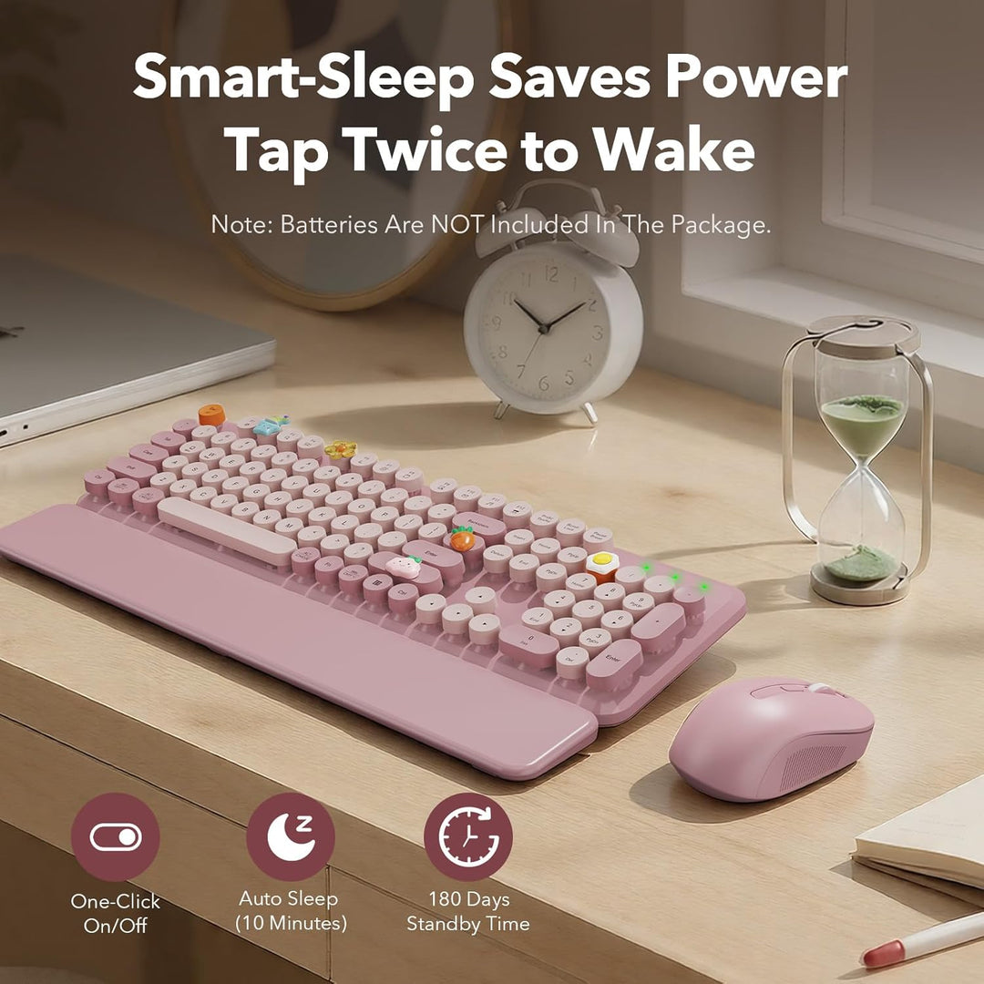 Combo de teclado y mouse inalámbricos, teclado estilo máquina de es...