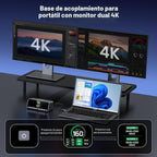 TobenONE - Estación de acoplamiento con monitor dual 4K para Windows, pantalla LCD GaN+ de 160 W