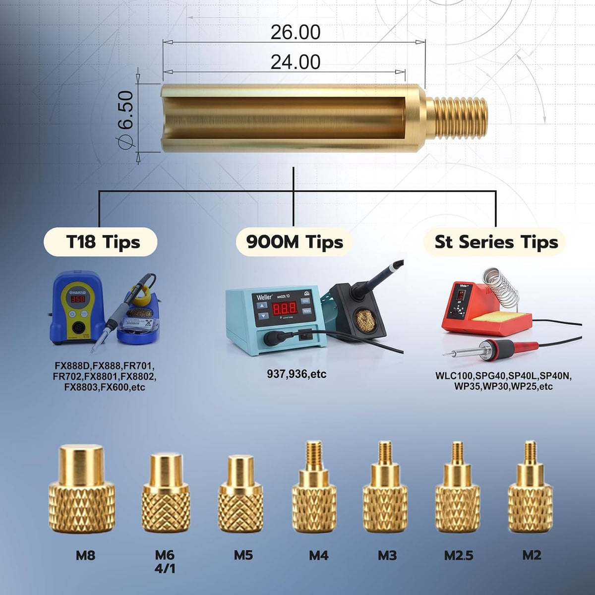 Kit de inserción de calor de hierro de soldadura de 60 W con insertos