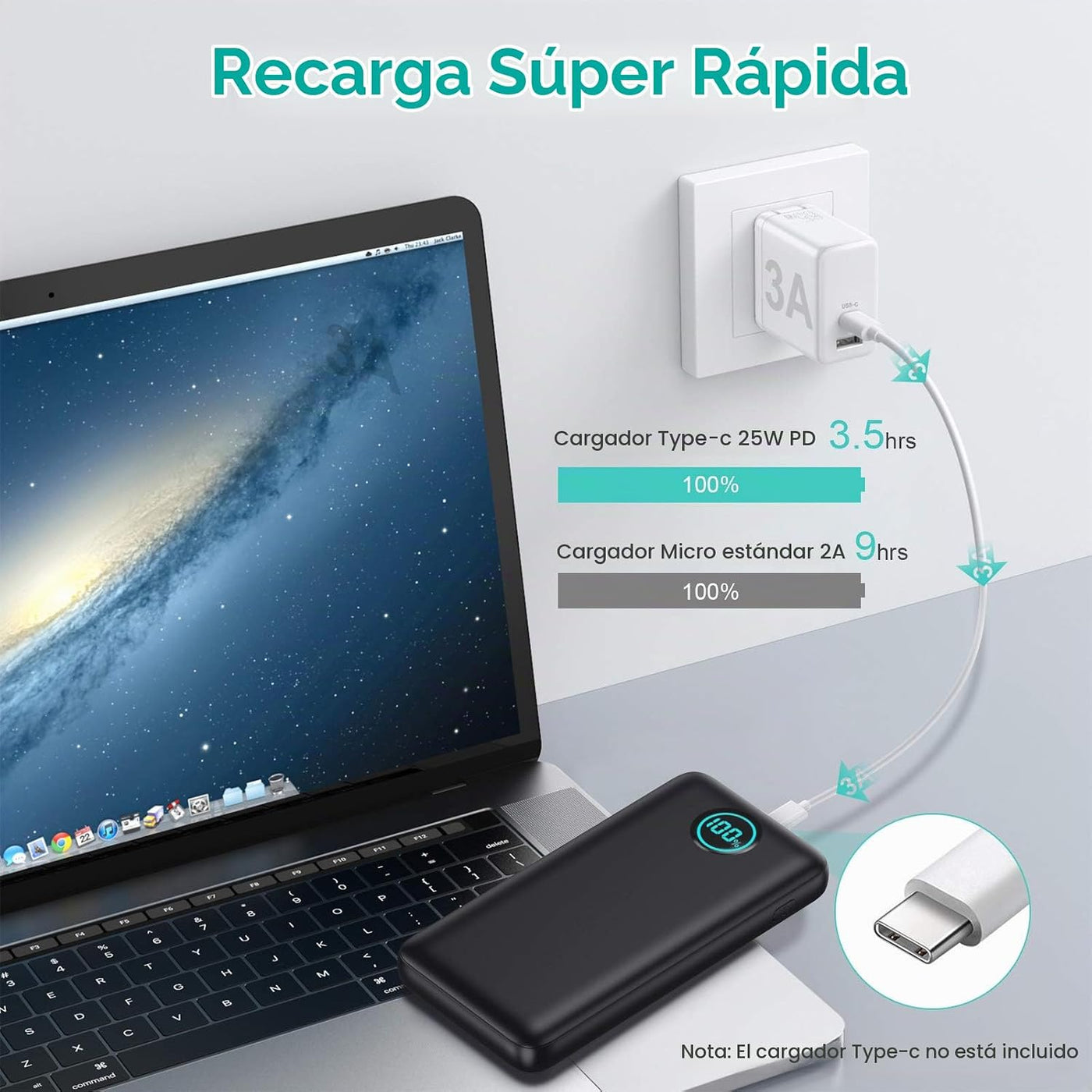 Cargador portátil de 30,800 mAh PowerBank con 3 salidas, 25 W PD de...