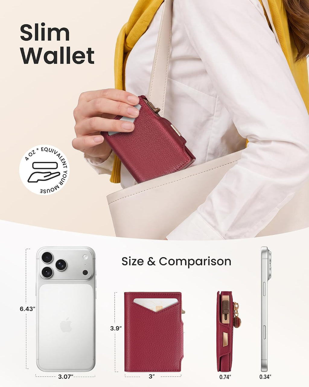 typecase Billetera para mujer RFID Pop Up Tarjetero Cartera de cuero