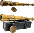 Raro telescopio de latón y catalejo - East India Company 1818 Tracker Vintage Catalejo pirata antiguo grande en caja de regalo de cuero cosido a mano (BT-EIC17)