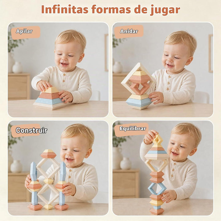 Joyreal Montessori - Bloques apilables para niños pequeños de 1 a 3...