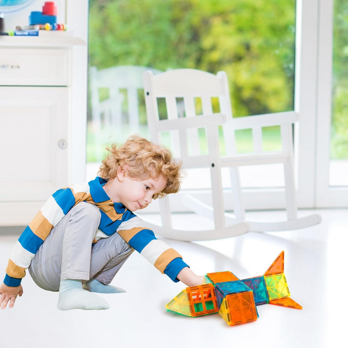 STEM - Juego de 70 piezas de azulejos magnéticos para niños de 3 a 8 años, bloques magnéticos sensoriales Montessori para niños pequeños, kit de construcción para el aula y el hogar