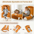 Almohadas largas de felpa en forma de U de 47 x 23 pulgadas para niños, almohada suave y grande para dormir, funda lavable, regalo para niños y niñas