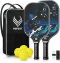 Juego de 2/4 palas de pickleball aprobadas por USAPA, juego de bolas de fibra de carbono aprobadas por USAPA – Núcleo de panal de polipropileno de 0.551 in de raquetas ligeras de pickleball – Adecuado