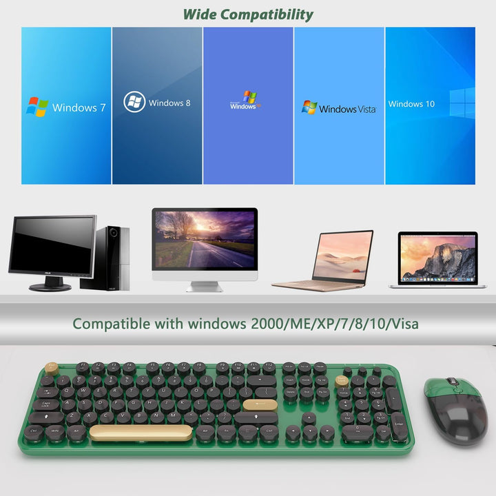 Kootop Teclado inalámbrico, lindo teclado colorido de 104 teclas de...