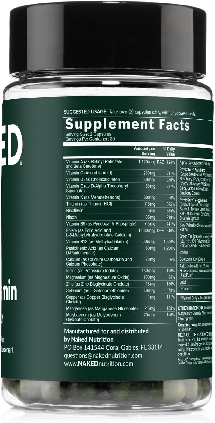 Multivitamínico diario para hombres - A, C, E, selenio, zinc, fruta...