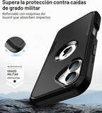 Funda para iPhone 16 con funda de clip para cinturón, 2 protectores de pantalla, protección de grado militar, anticaídas, a prueba de golpes, color negro