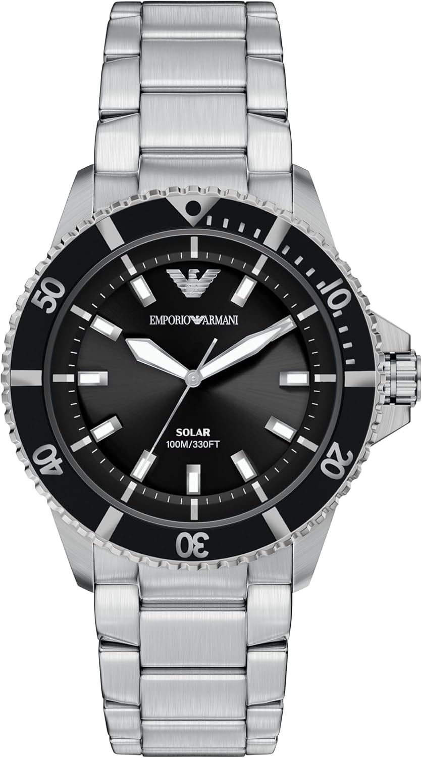 Reloj Emporio Armani World Explorer de acero inoxidable, tres agujas y energía solar