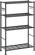 Estantería de 4 Niveles con 6 Ganchos, 33.2" x 12.7" x 57.3", negro
