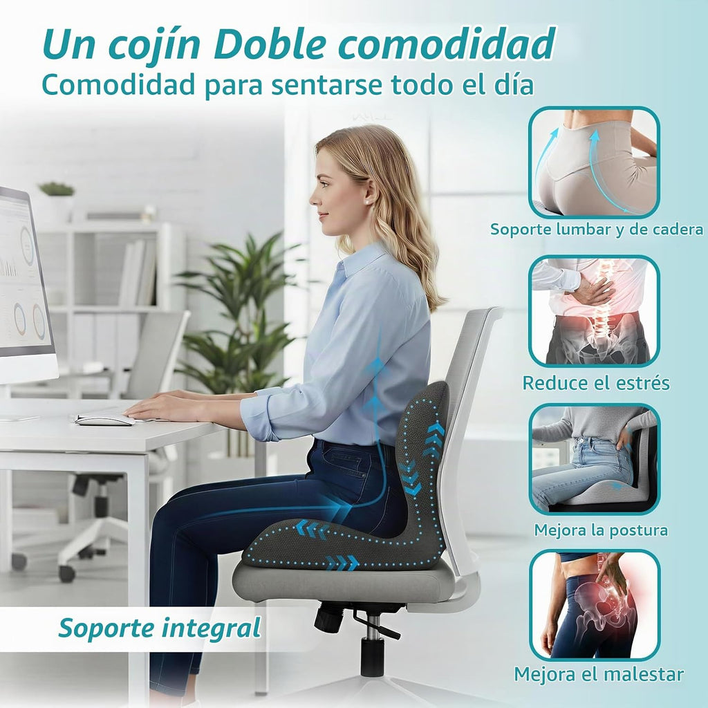 Cojín ergonómico de asiento y almohada de apoyo lumbar para oficina