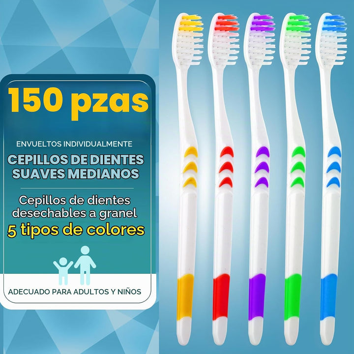 Navona Paquete de 150 cepillos de dientes envueltos individualmente...
