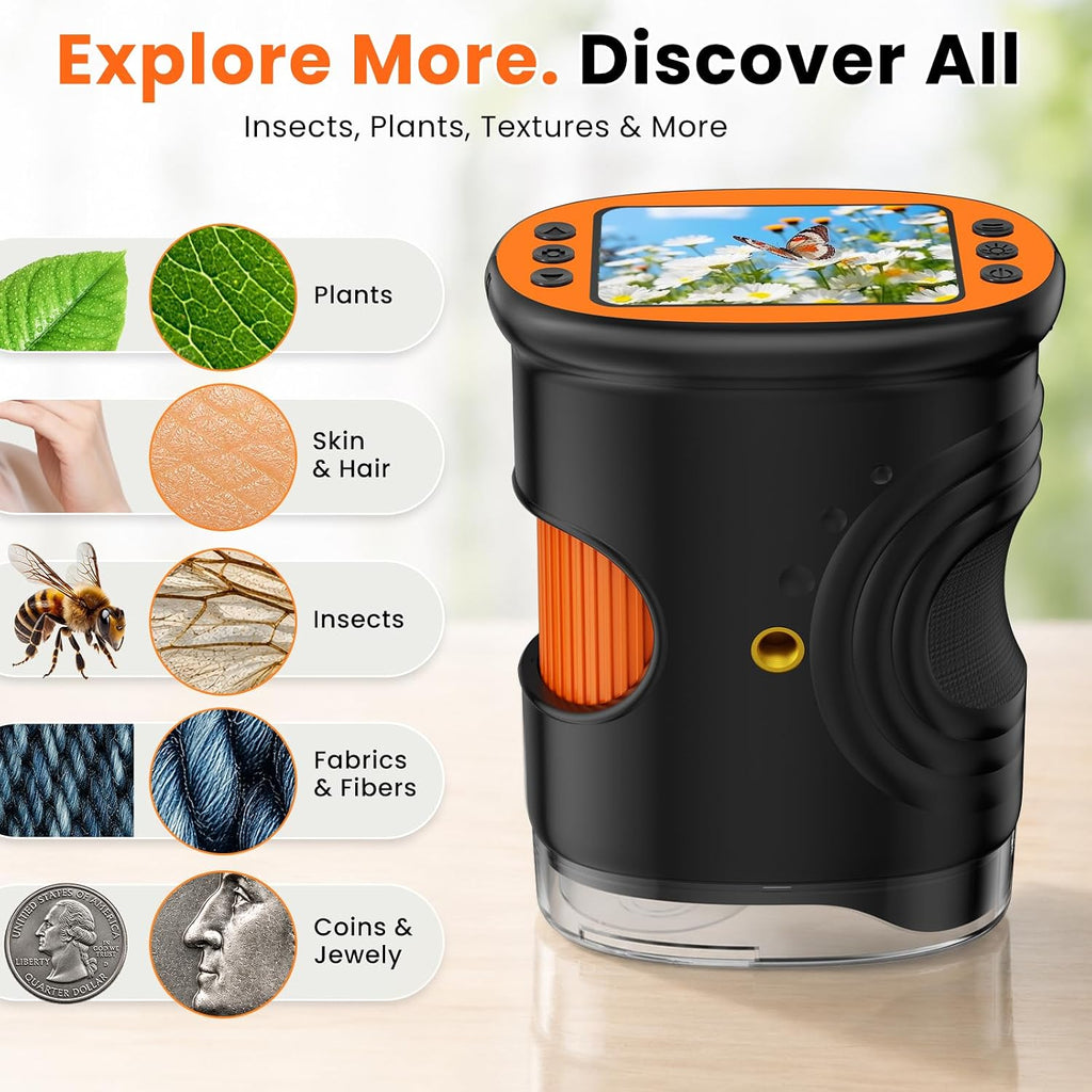 Microscopio digital portátil para niños, microscopio de bolsillo