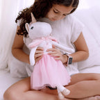 Perfectto Design Muñeca Unicornio Bailarina Animal de Peluche para Niñas - Juego de Muñeca de Juguete de Peluche, Bolsa, Ropa de Tutú, Alas - Juego para Regalo de Niña de 3 4 5 Años para Niña Pequeña