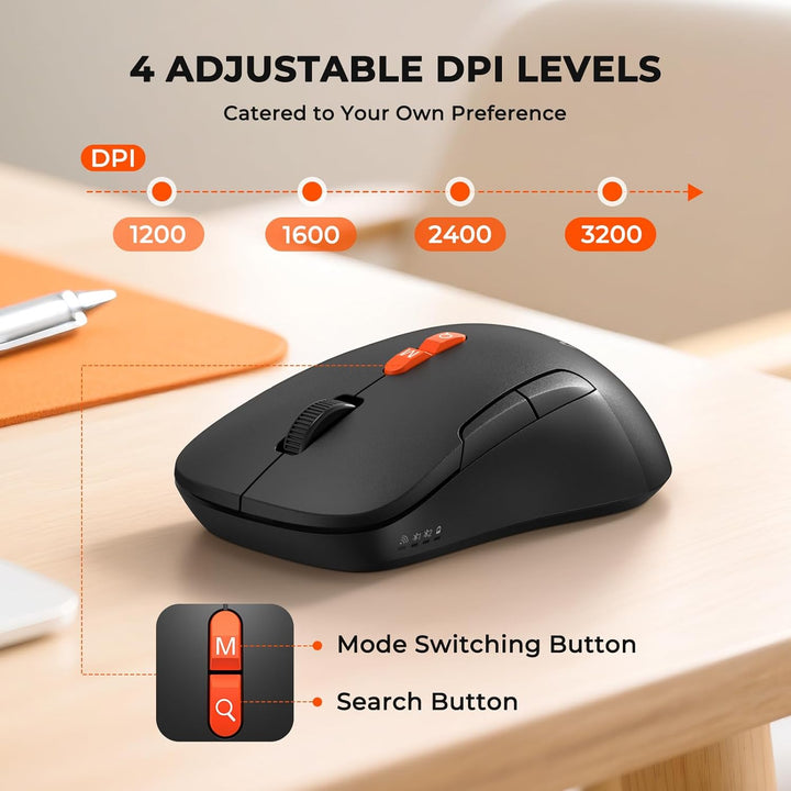 MEETION Teclado y mouse ergonómicos, teclado Bluetooth multidisposi...