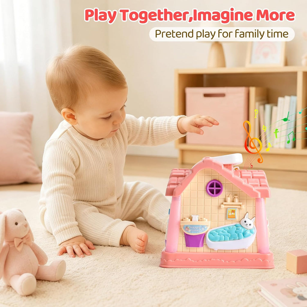 Juguete de casa de aprendizaje musical, juego interactivo de educación temprana con luces y sonidos, centro de actividades portátil para niños de 0 a 3 años