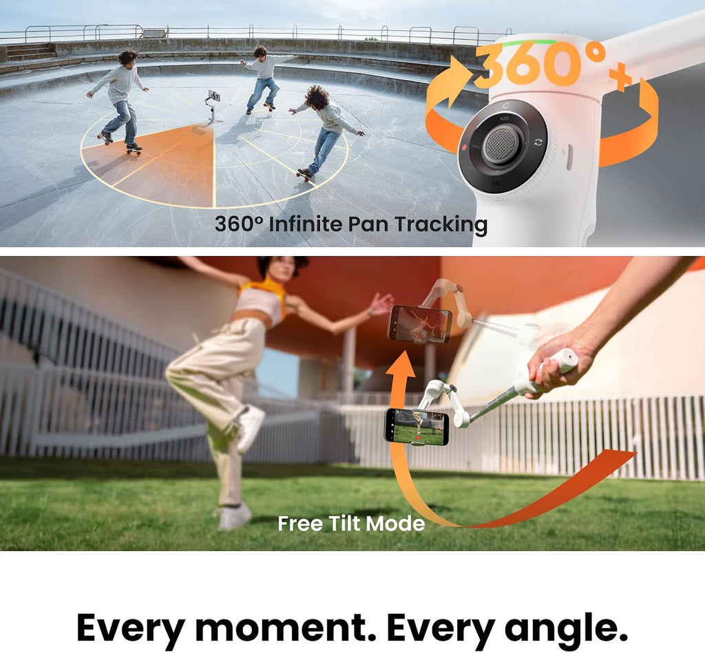 Insta360 Flow 2 Pro AI Tracker Bundle gris – Primer cardán de teléfono AI en la industria con Apple DockKit, seguimiento pionero de 360º panorámica, inclinación libre, trípode incorporado/palo selfie