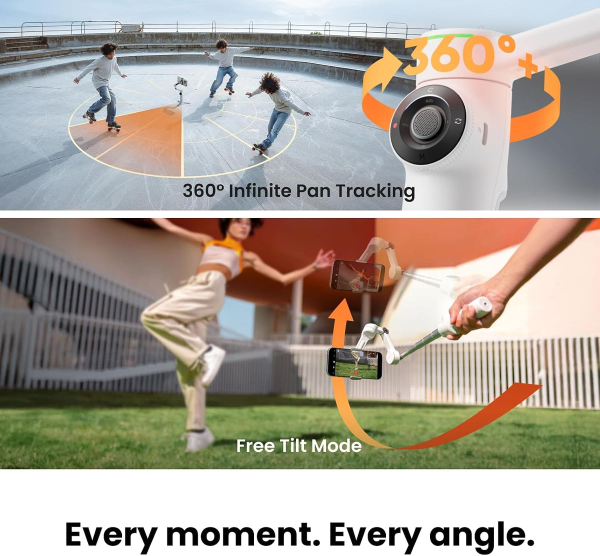 Insta360 Flow 2 Pro AI Tracker Bundle gris – Primer cardán de teléfono AI en la industria con Apple DockKit, seguimiento pionero de 360º panorámica, inclinación libre, trípode incorporado/palo selfie