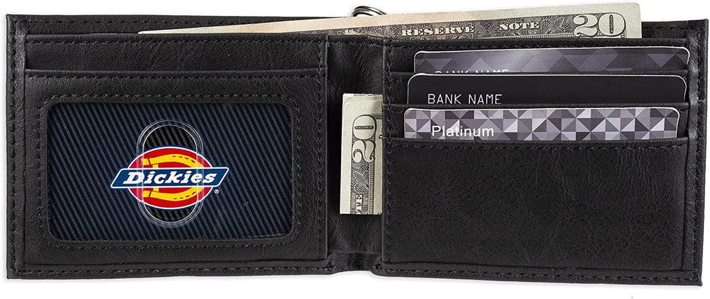 Dickies Billetera de piel con cadena plegable RFID para hombre, color negro