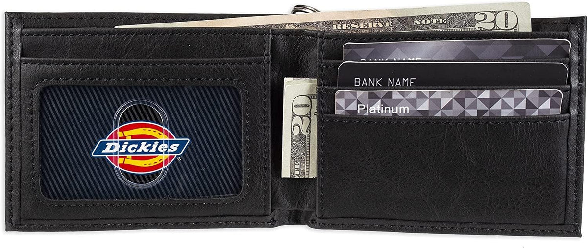 Dickies Billetera de piel con cadena plegable RFID para hombre, color negro