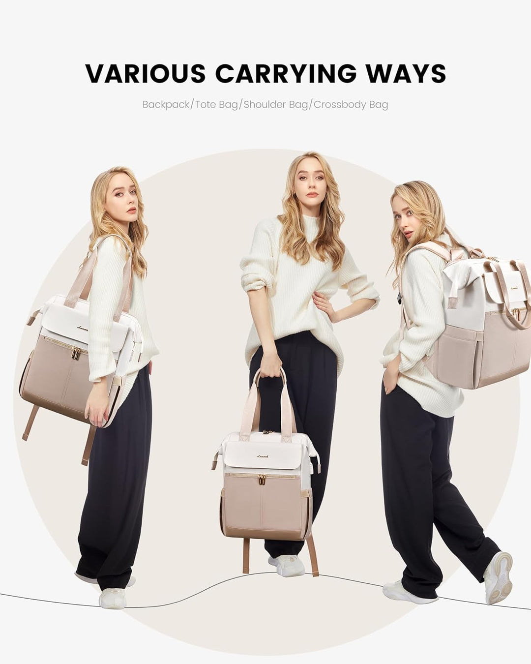 LOVEVOOK Mochila para laptop para mujer, mochila de trabajo convert...