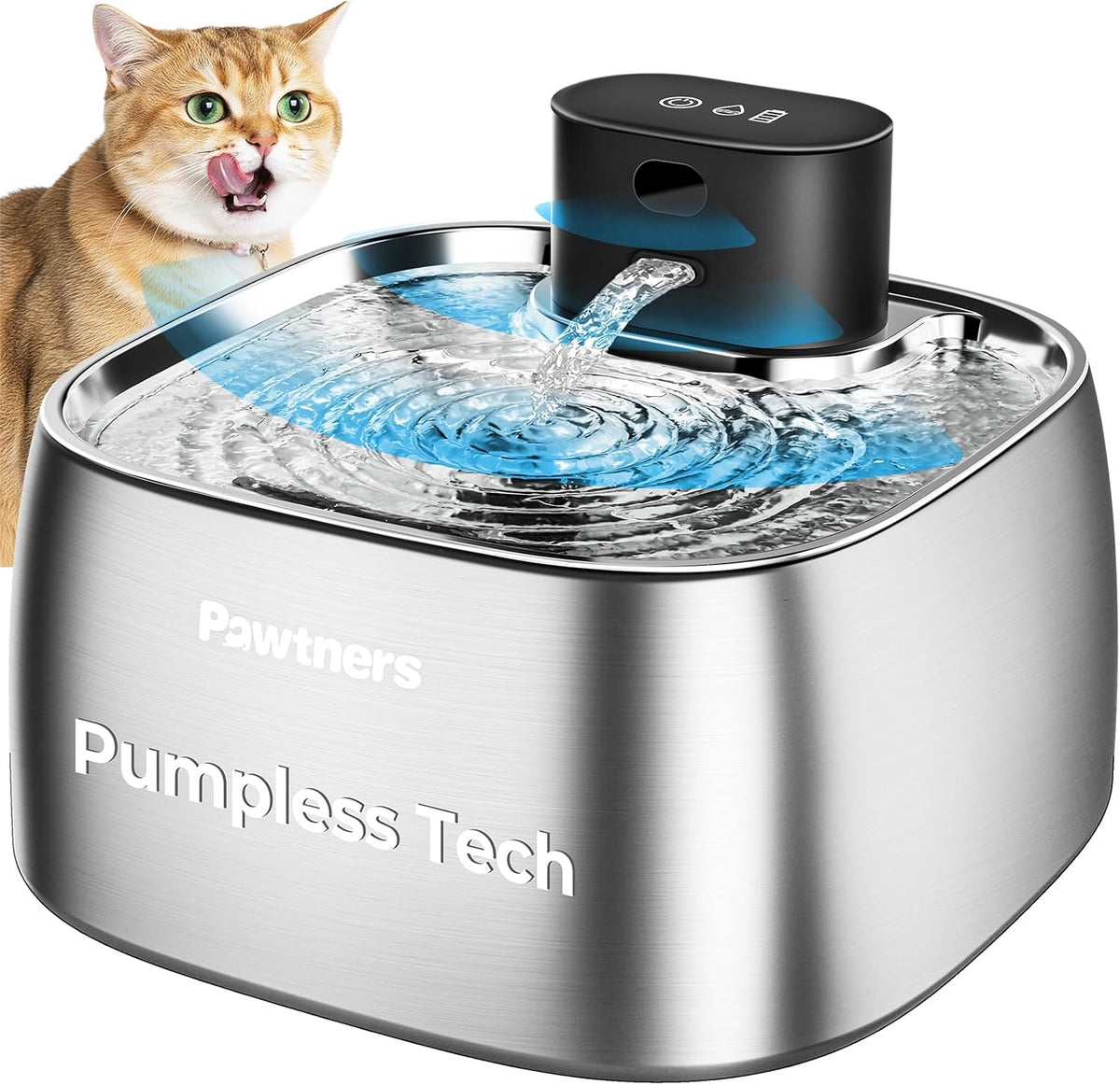 Fuente de agua para gatos sin bombeo de acero inoxidable 108oz