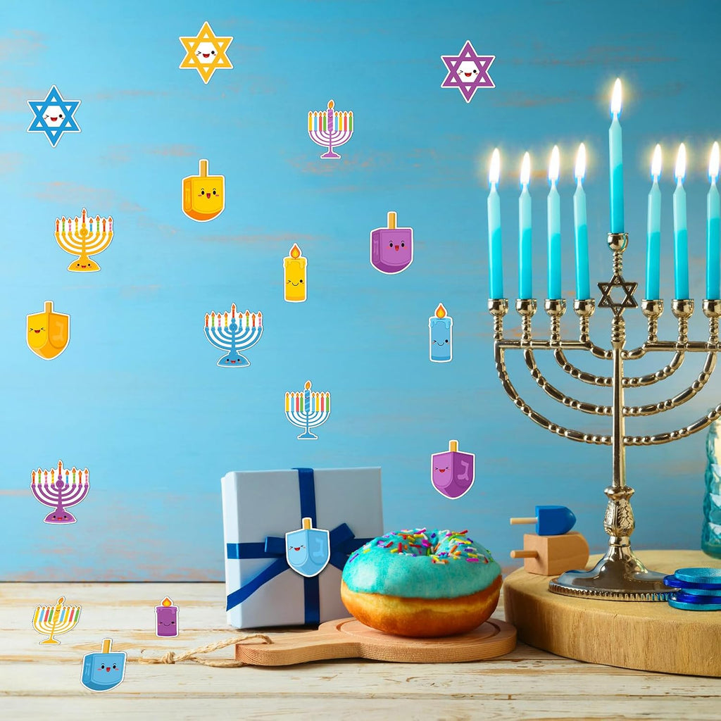1000 calcomanías de Hanukkah para niños, calcomanías de Hanukkah para niños, calcomanías redondas autoadhesivas para decoraciones temáticas de Hanukkah, suministros de bolsas de regalo, 9