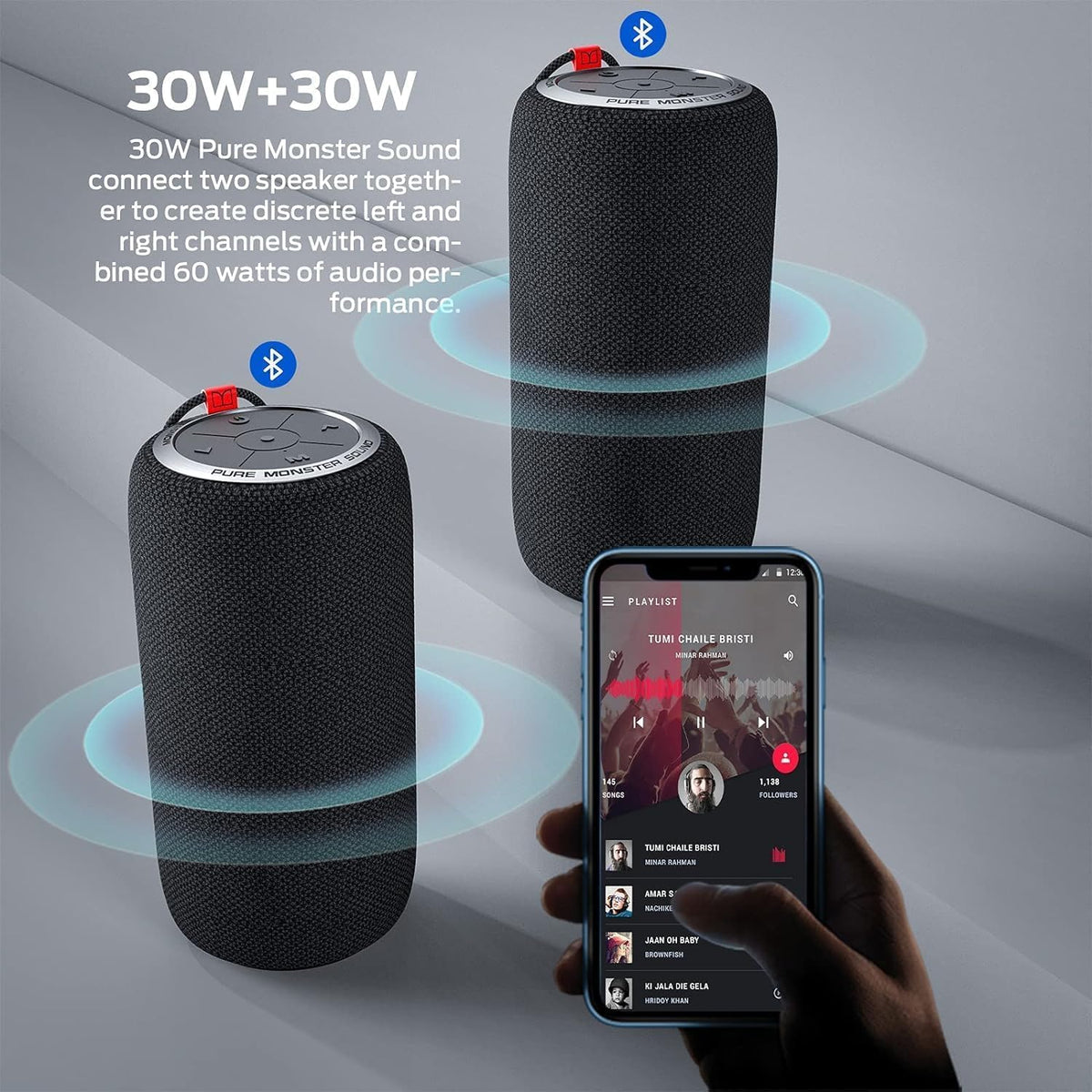 Monster S310 Altavoz Bluetooth actualizado, altavoz portátil de 30...