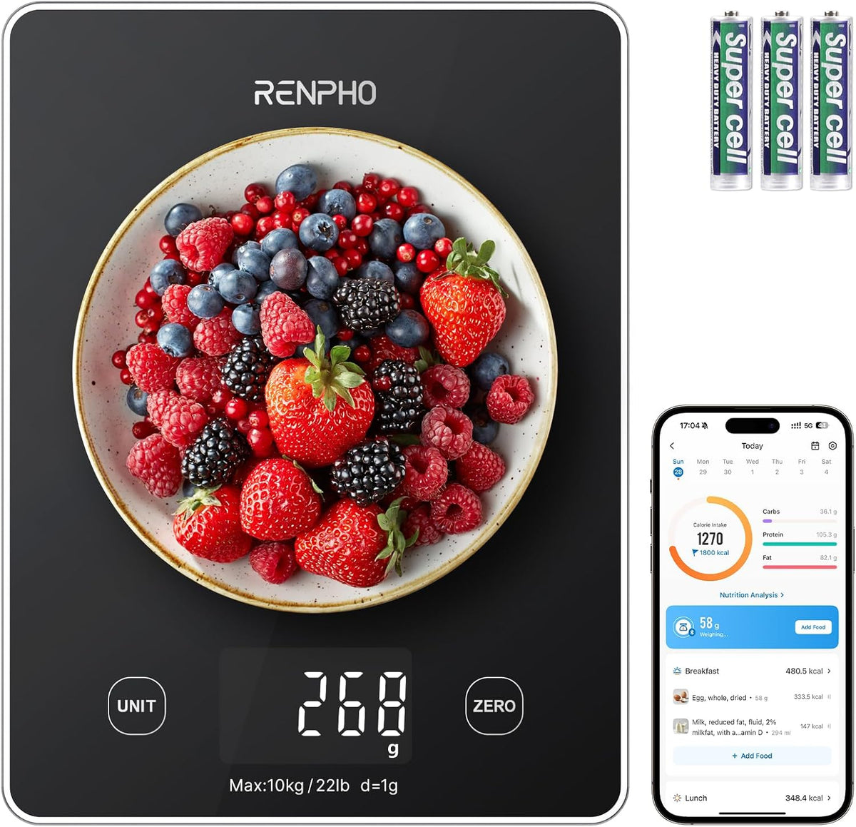 RENPHO Báscula de alimentos inteligente con calculadora nutricional