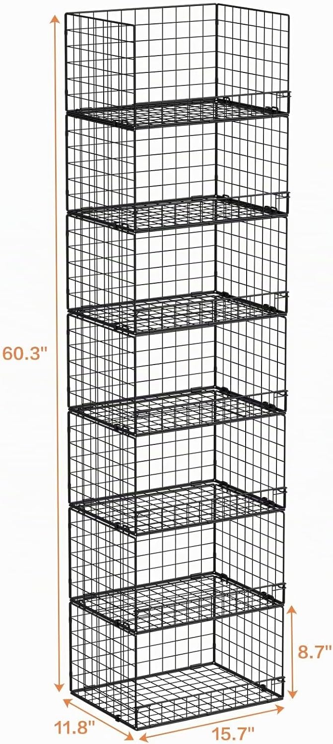 Organizadores de armario apilables de 7 niveles y estantes de almacenamiento, sistema organizador de estantes plegables para armario, cajones de almacenamiento apilables para sistema organizador de armario, negro (patente número 30022416)