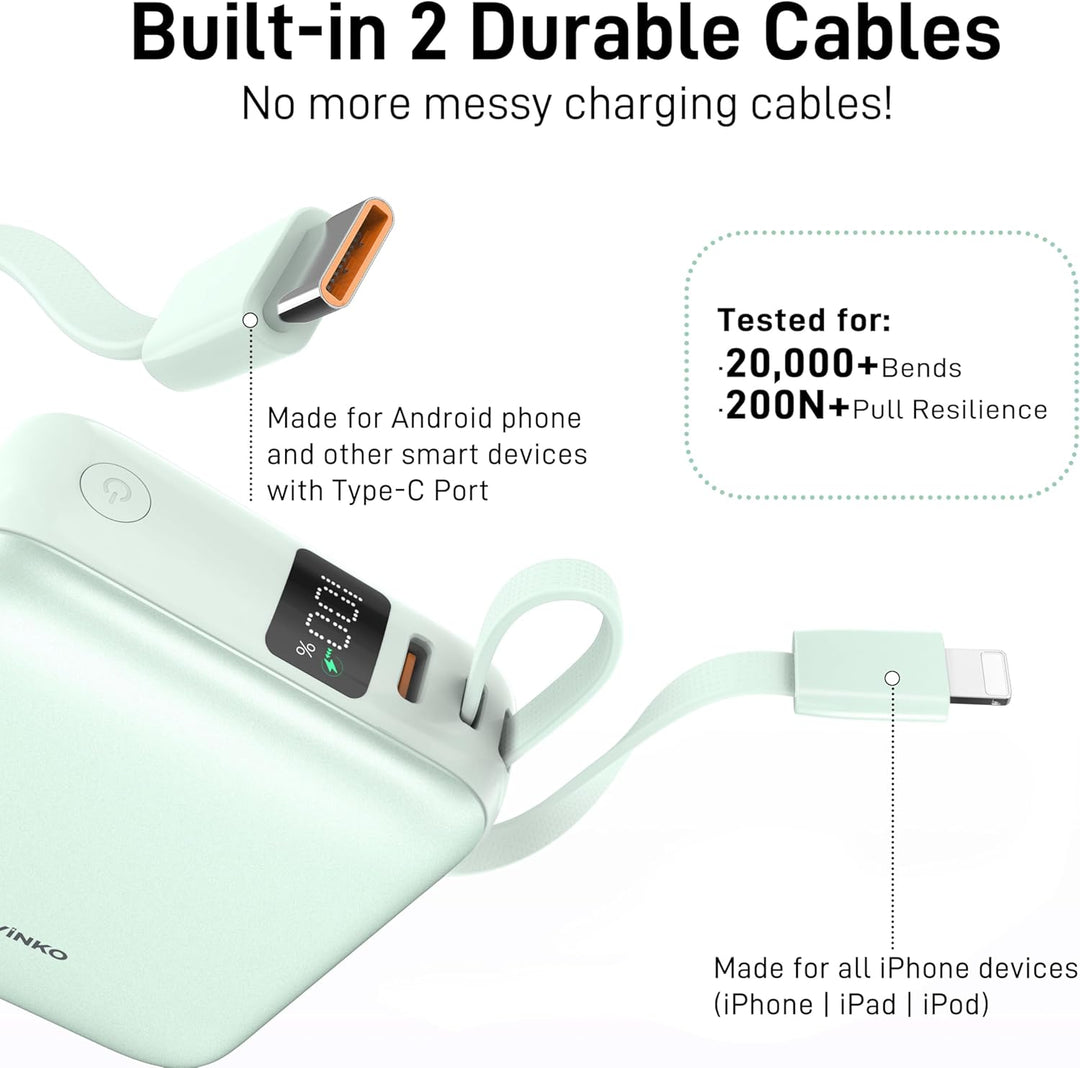 VINKO - Cargador portátil pequeño, batería externa de 10000 mAh, ca...