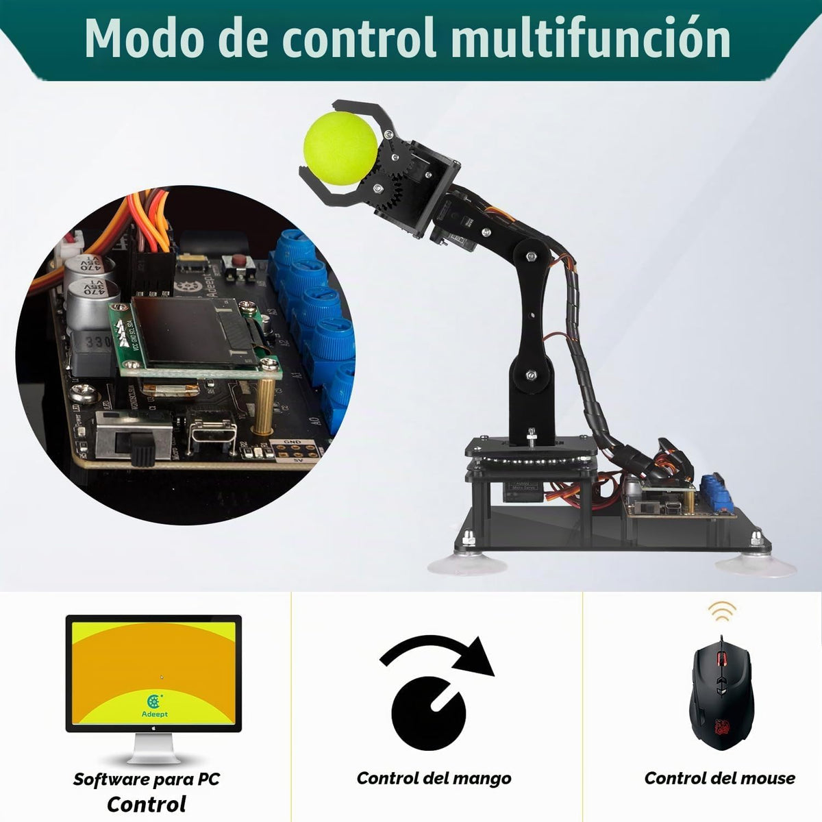 Kit de Brazo Robótico Adeept de 5DOF Compatible con Arduino IDE, Brazo Robótico Programable DIY Codificación STEM Educativo de 5 Ejes, Kit Inicial de Robot con Pantalla OLED, Procesamiento de Código y