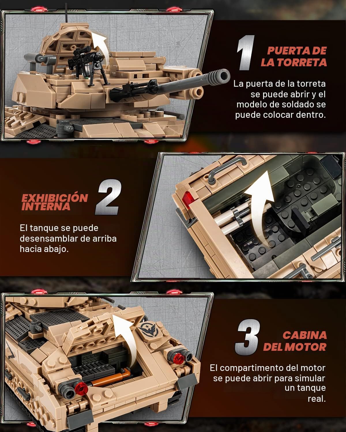 dOvOb Juego de Construcción de Tanque Militar M2 Bradley (1350 PIEZAS), Juguete de Construcción de Vehículo de Combate de Infantería del Ejército para Regalo de Adulto o Niño