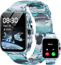 Reloj inteligente para niños de 5 a 12 años, juegos de funciones Ai con pantalla táctil HD, con cámara de video, reproductor de música, podómetro, ritmo cardíaco, rastreador de sueño, regalos de Navidad y cumpleaños para niños (camuflaje, 1.85 pulgadas)