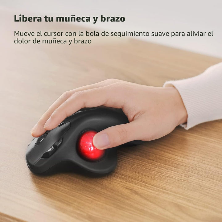 Nulea Ratón Trackball Inalámbrico M501, Ergonómico Recargable, Cont...