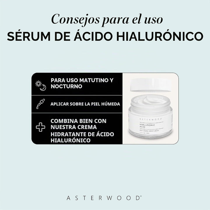 Asterwood Suero de Ácido Hialurónico para el Rostro - Reafirmante,...