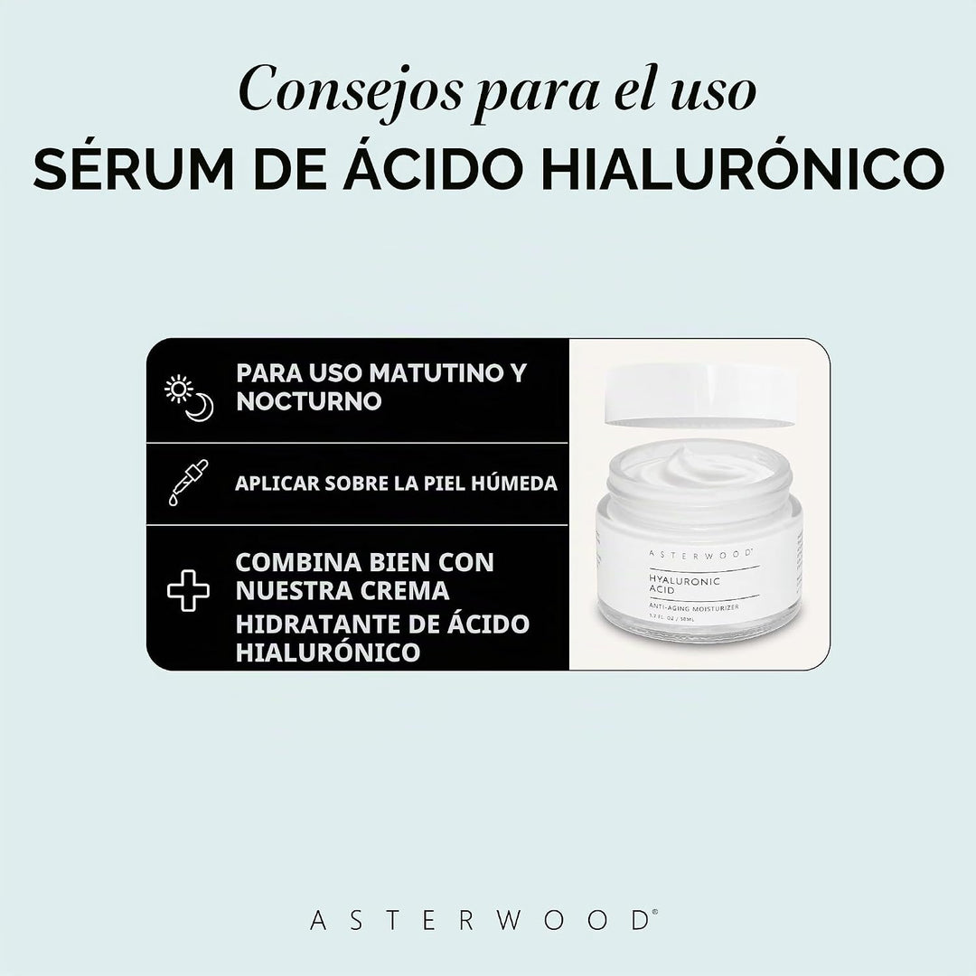 Asterwood Suero de Ácido Hialurónico para el Rostro - Reafirmante,...