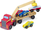 Juego de camión remolque de vehículos Melissa & Doug magnético con 4 vehículos y 1 camión semirremolque, Estándar