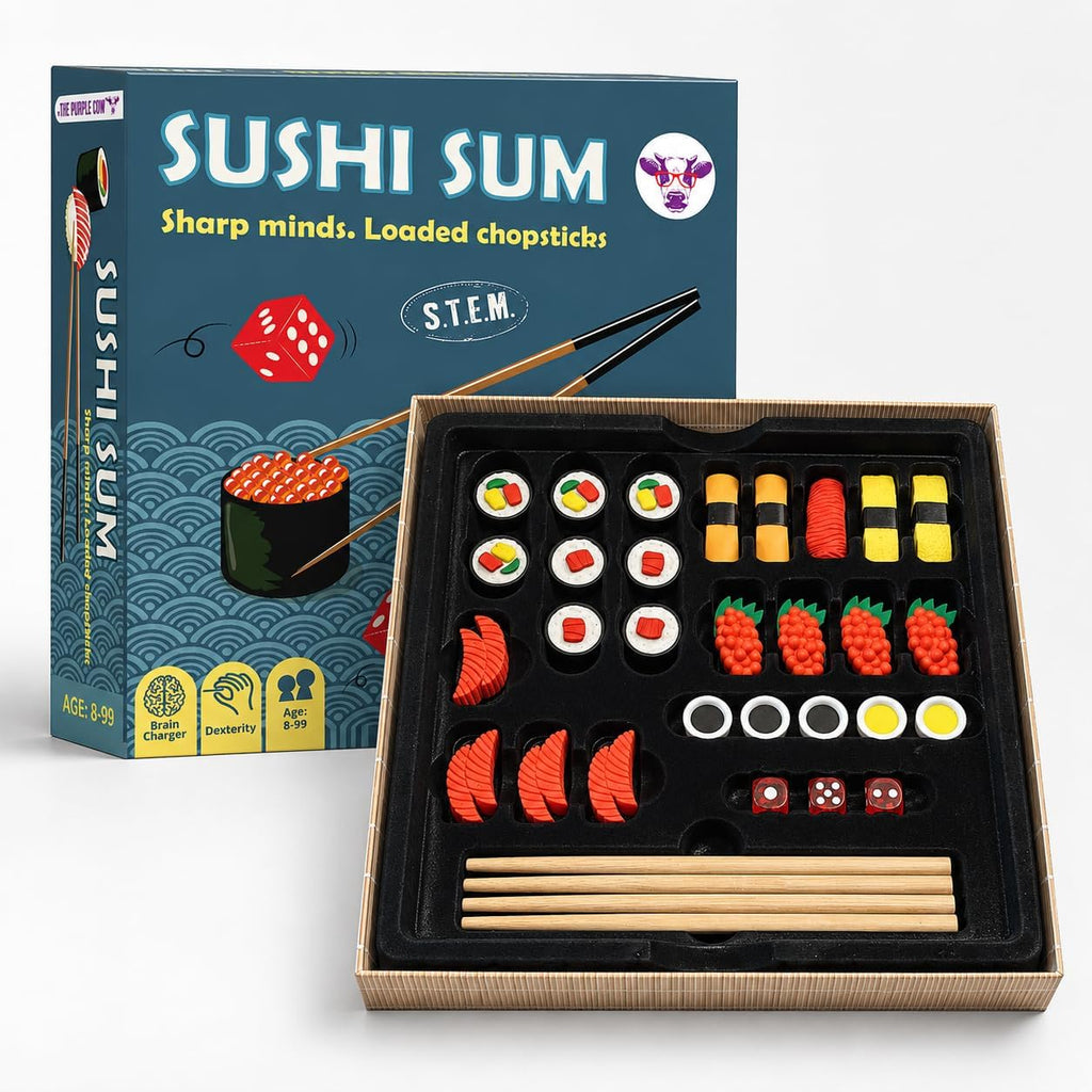 Juego familiar de suma de sushi y palillos | Desafío STEM Sushi | A partir