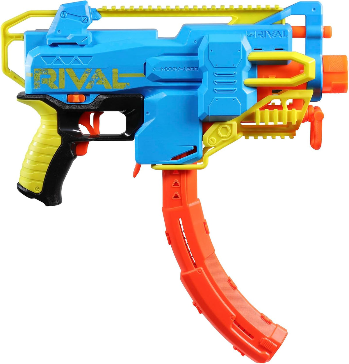 Nerf Rival Challenger MXXIV-1200 - Pistola motorizada, cargador curvo de 12 redondas, 18 Nerf Rival Accu-Rounds, regalos para adolescentes
