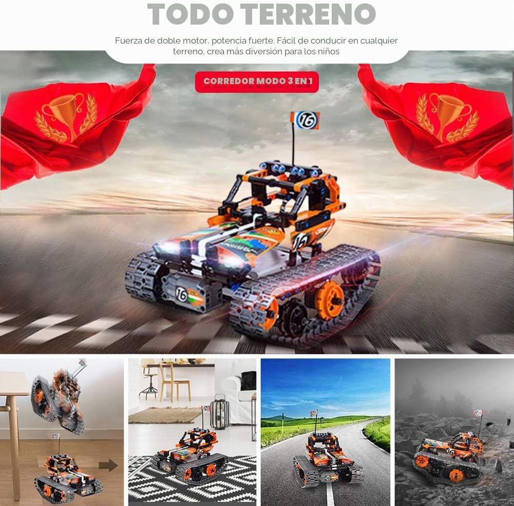Kits de construcción de control remoto STEM 3 en 1 – Auto rastreado/robot/tanque – 2.4Ghz recargable RC Racer Toy Set regalo para niños de 8 a 12 14 años de edad y niñas mejor kit de aprendizaje de