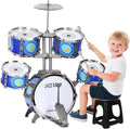 Set de Tambor para Niños Mejorado para Toddlers de 3-5 Años: Tambor Jazz de Plástico con Banqueta
