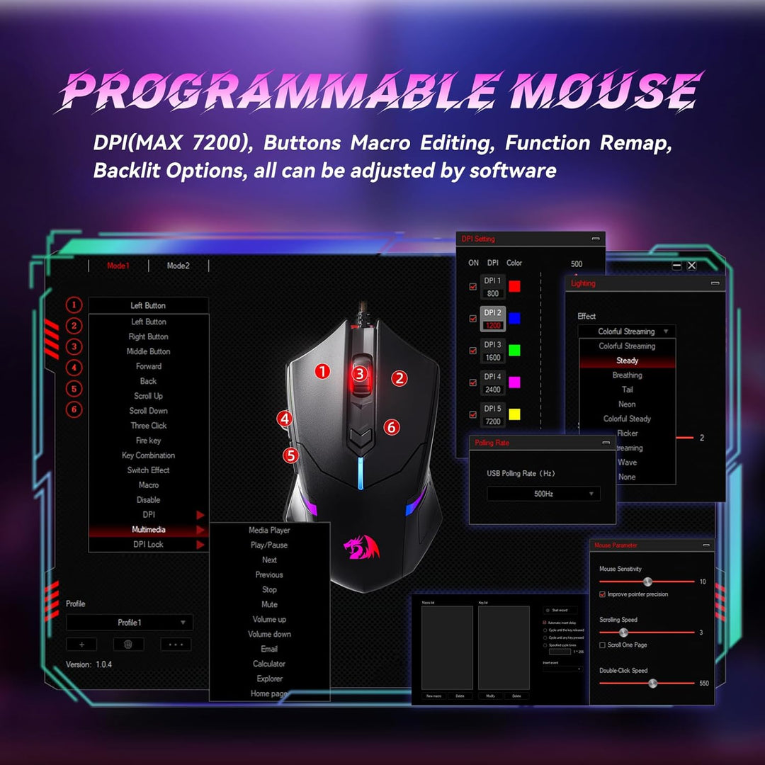 Redragon Teclado y Ratón Gaming Programables Actualizados, Teclado...