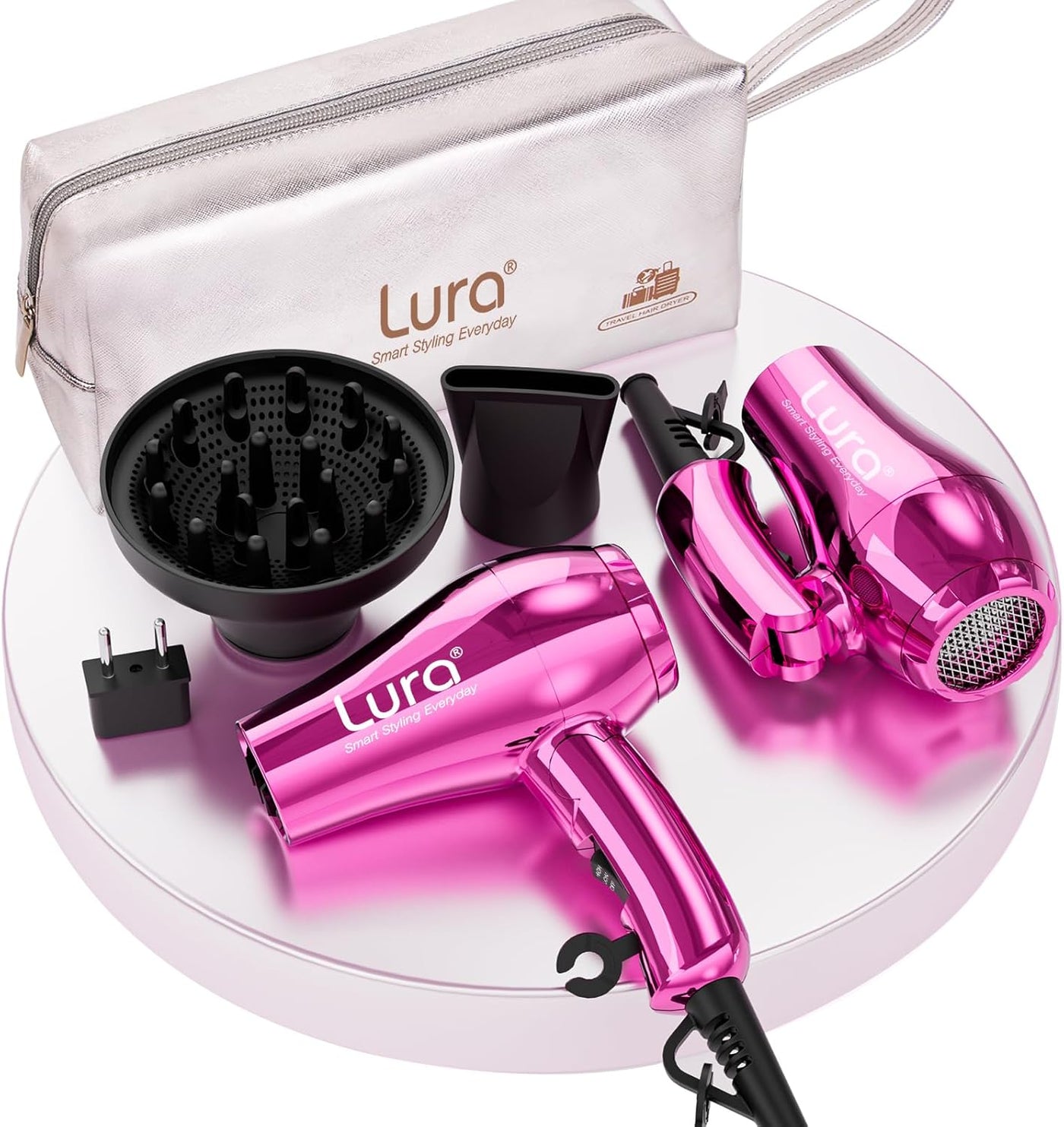 LURA Secador de pelo mini portátil de viaje: Secador de pelo pequeñ...