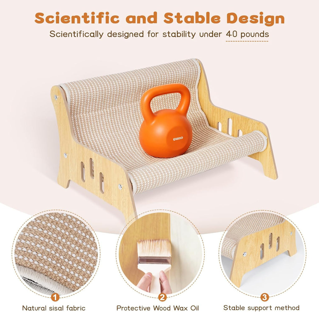Sofá rascador grande de sisal para gatos de interior, muebles de tabla de