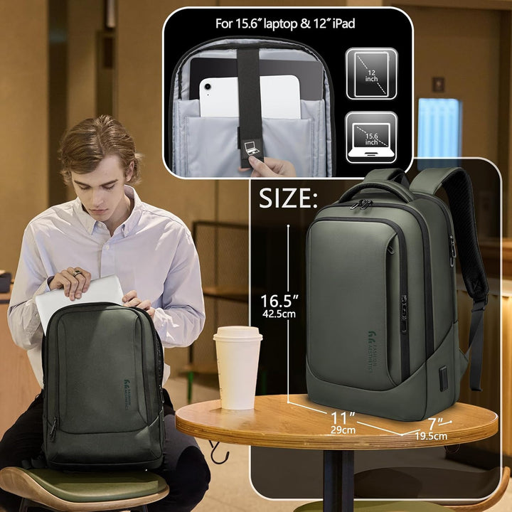 hk Mochila para laptop para hombre con puerto de carga USB resisten...