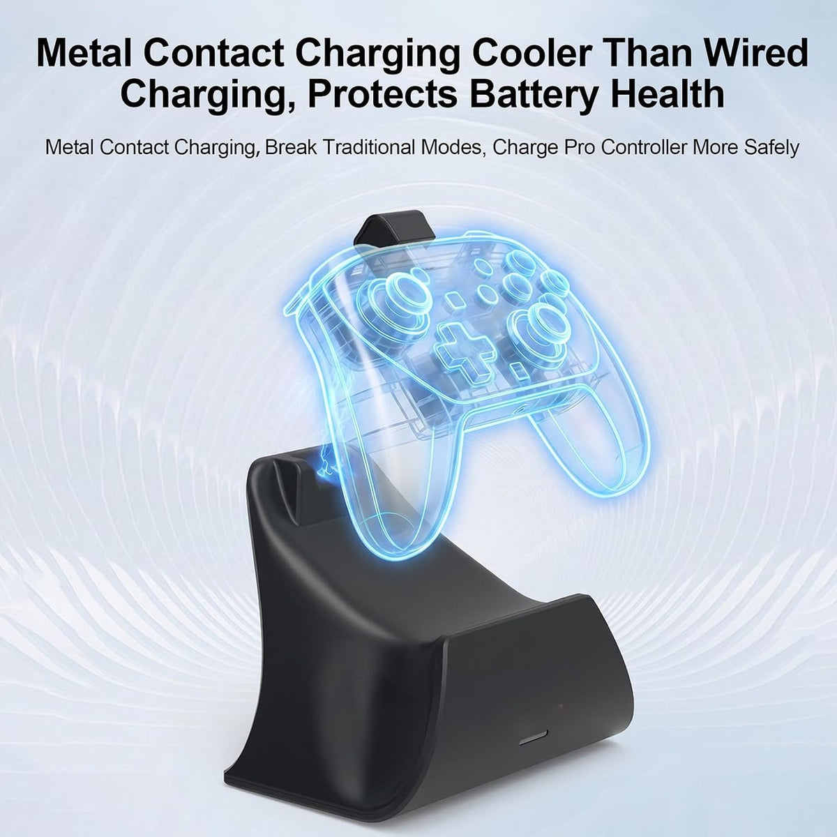Estación de Carga con Adaptador para Nintendo Switch 2 Pro Controller, Base de Carga/Soporte con Luz Indicadora Carga Rápida y Protección contra Sobrevoltaje/Cargas, Soporte de Montaje de Cargador